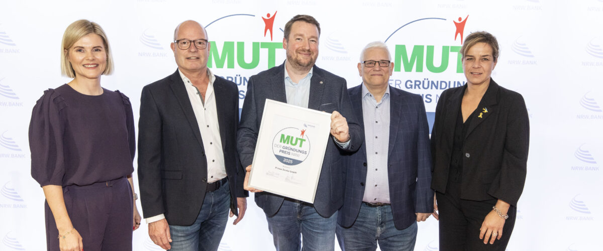 Die drei Gründer von Prinoa bei der Verleihung des MUT Gründungspreises